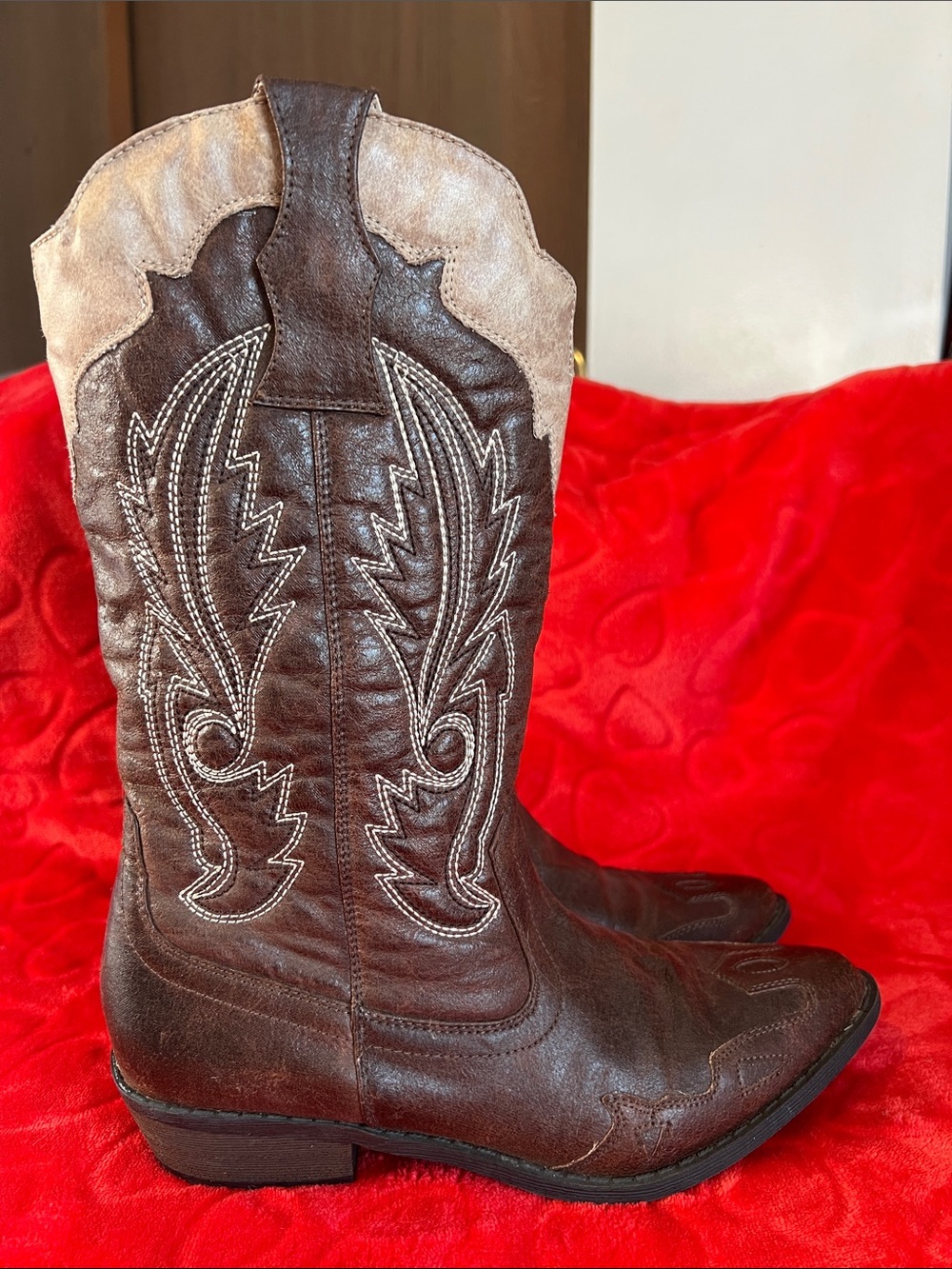 Coconuts by Matisse Brown and Tan Western Cowboy Boots
